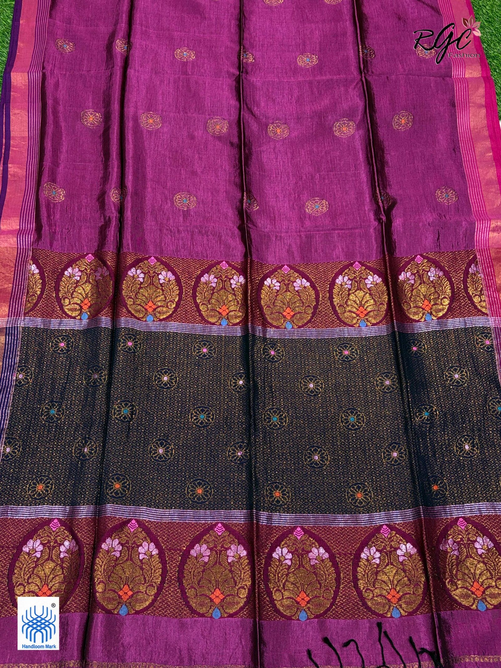 Beetroot Bengal Handloom Katan Silk Benarasi Saree - Image 6