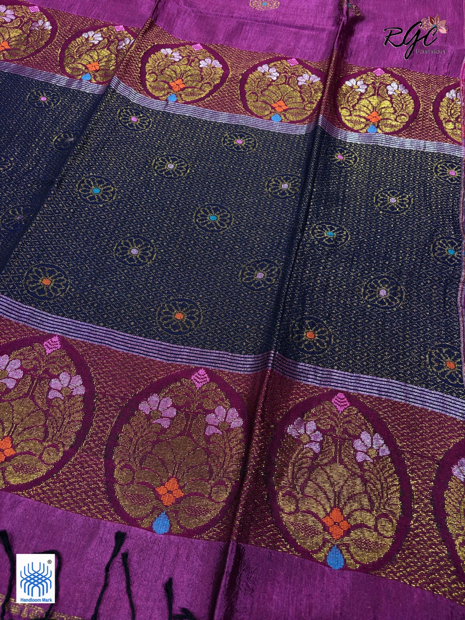 Beetroot Bengal Handloom Katan Silk Benarasi Saree - Image 5