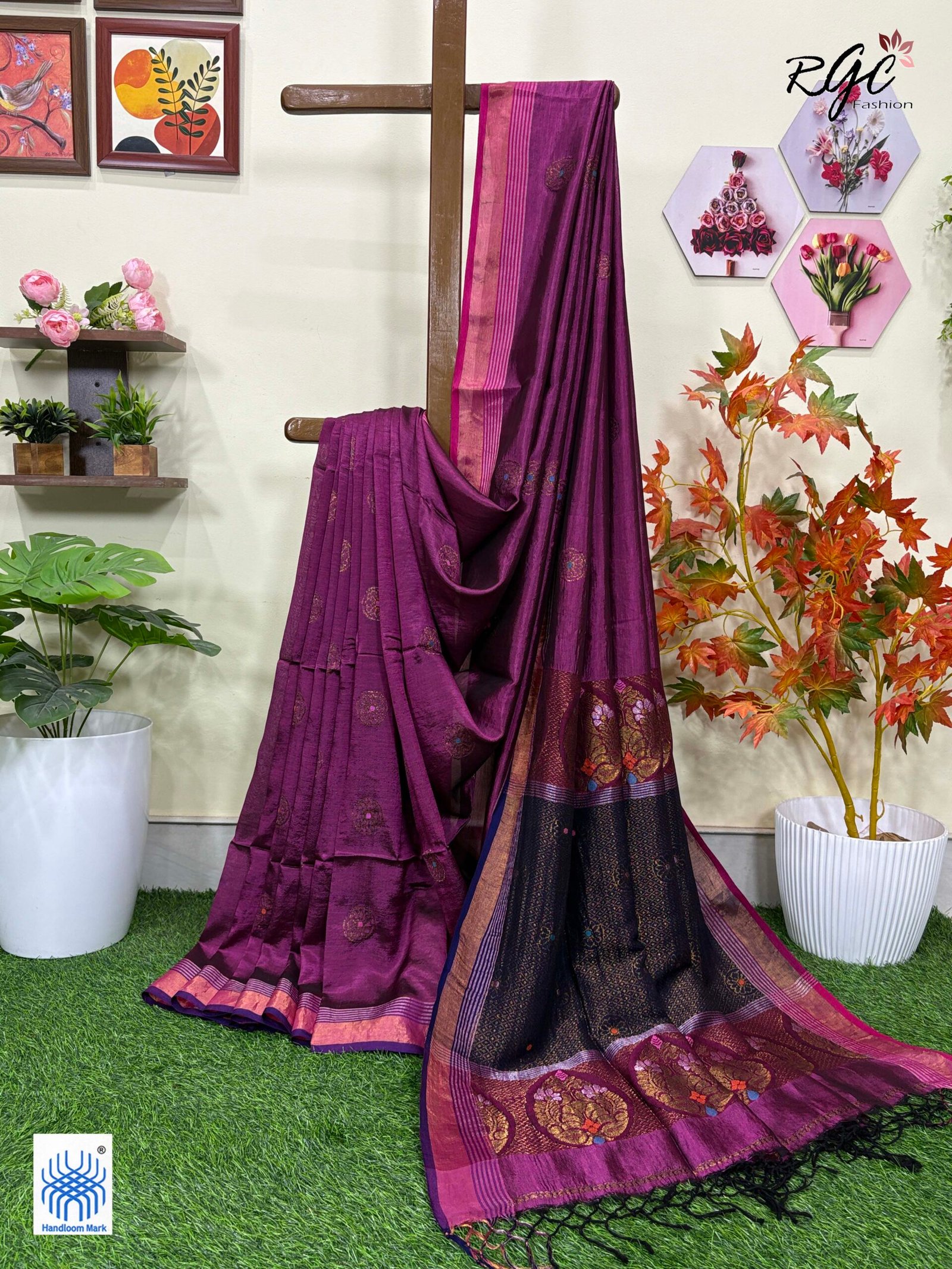 Beetroot Bengal Handloom Katan Silk Benarasi Saree