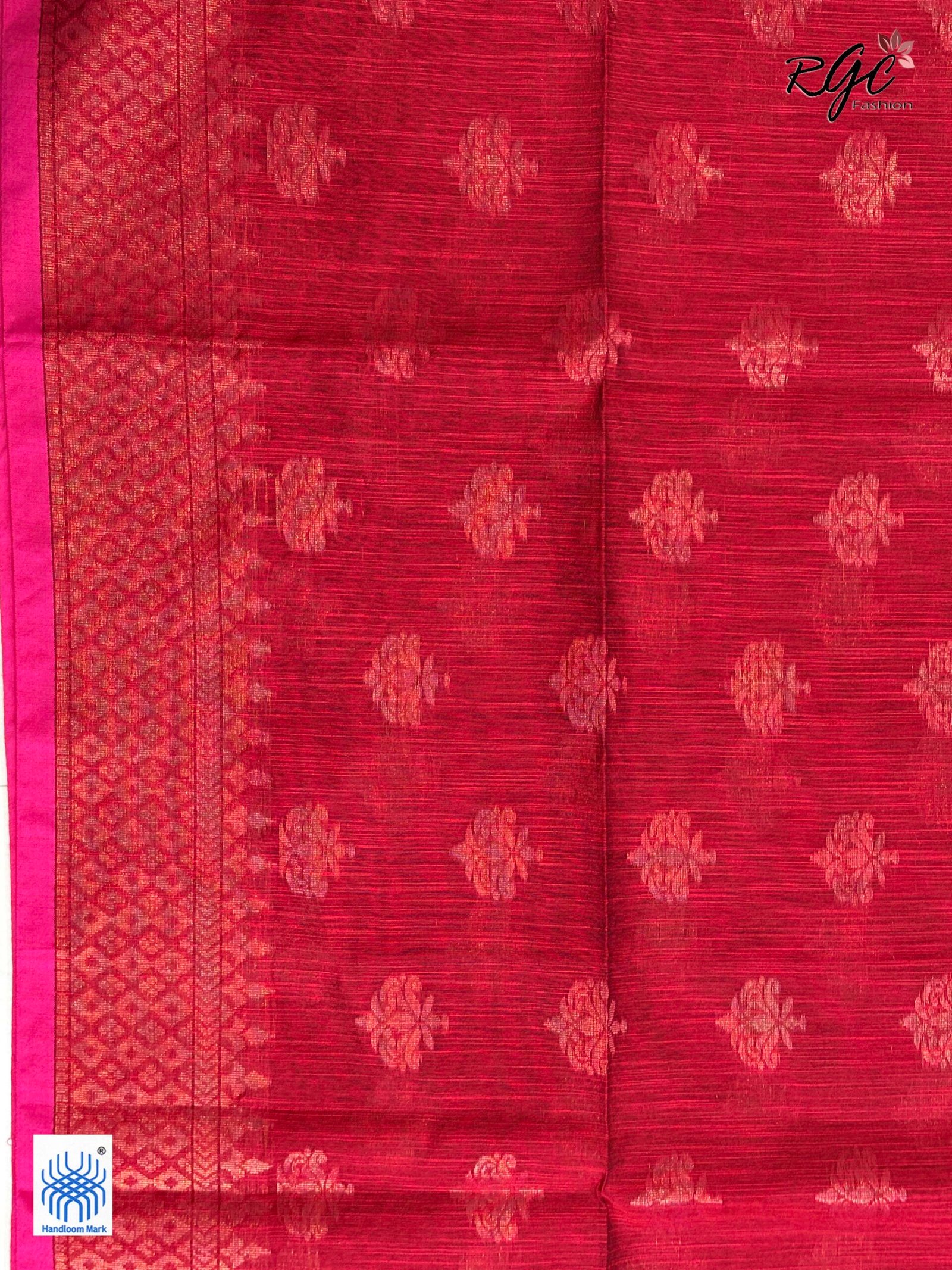 Dull Red Handloom Cotton Silk Benarasi Saree - Image 5