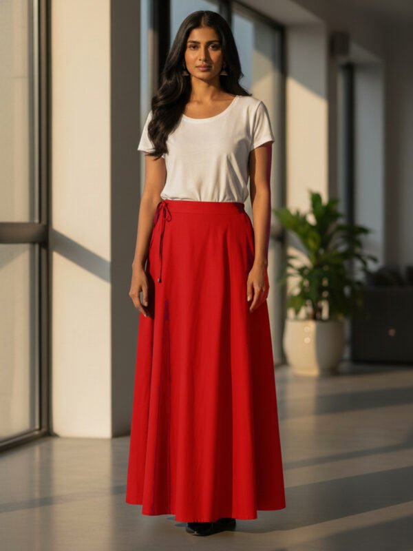 Red Cotton Adjustable Petticoat for Saree