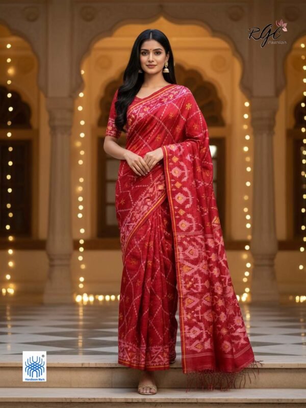 Dark Red Handloom Resham Matka Allover Jamdani saree