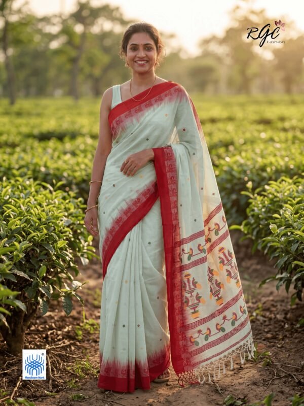 Pixie Green Bengal Traditional Ikkat Handloom Jamdani Saree