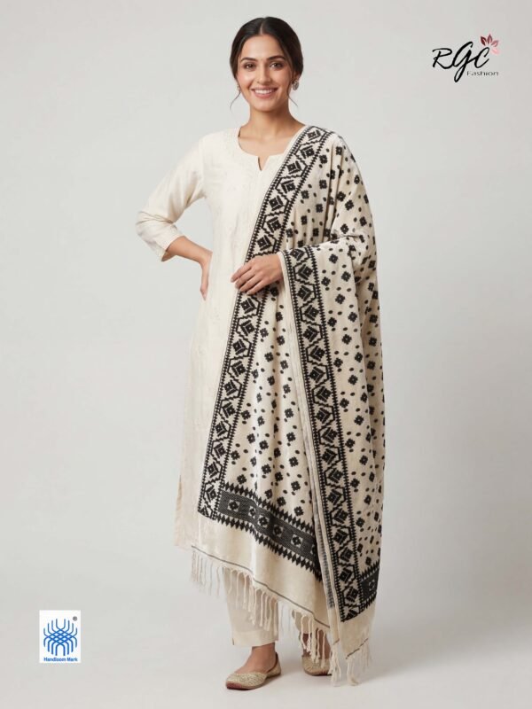 Black Work Premuium Mulmul Cotton Dhakai Jamdani Dupatta