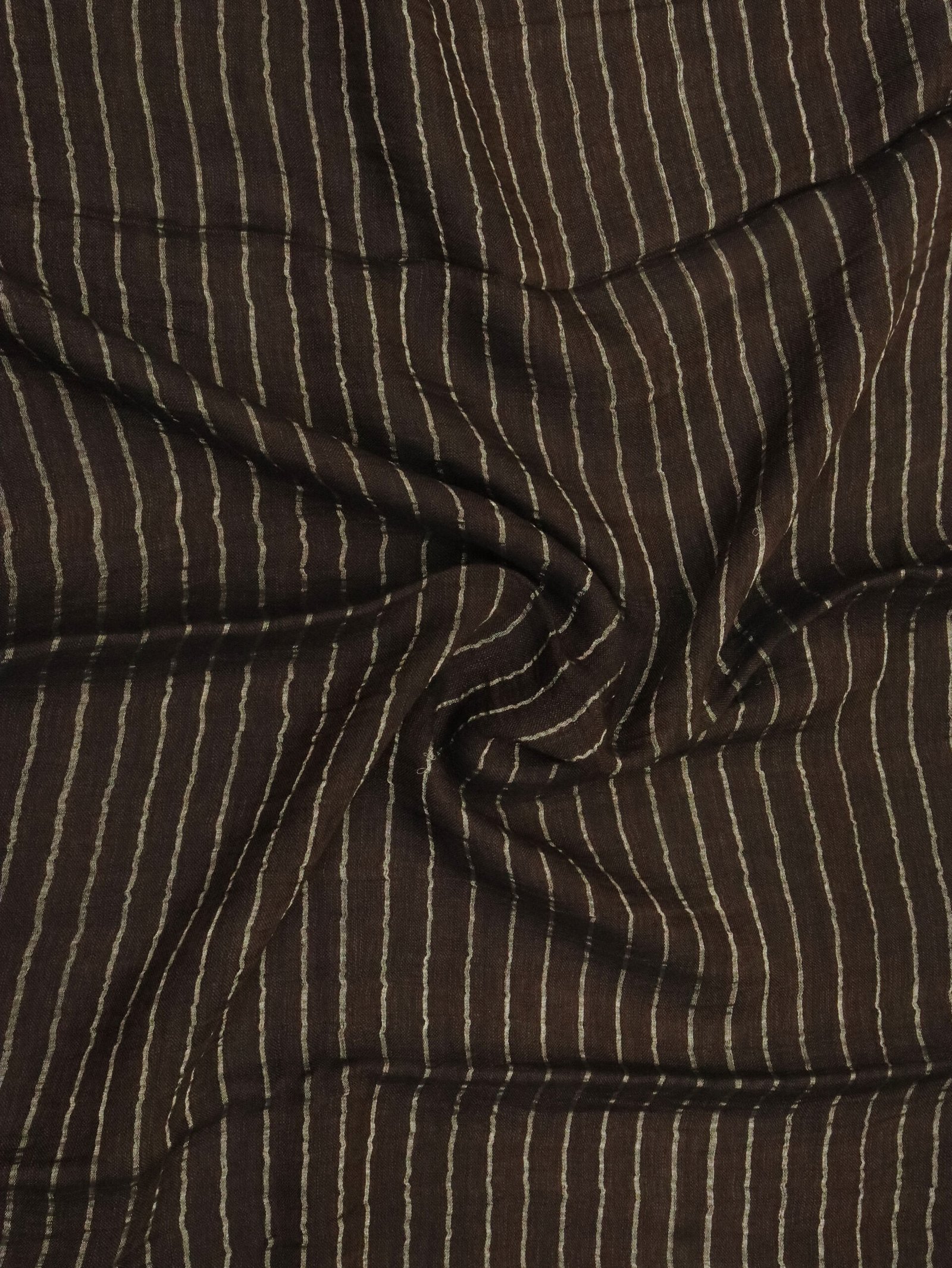 Brown Linen Palin Silver Zari Border Saree - Image 2