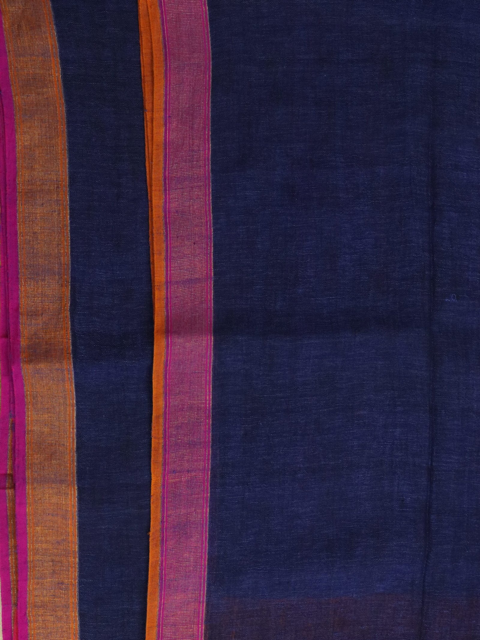 Blue Pure Linen Plain Saree - Image 5