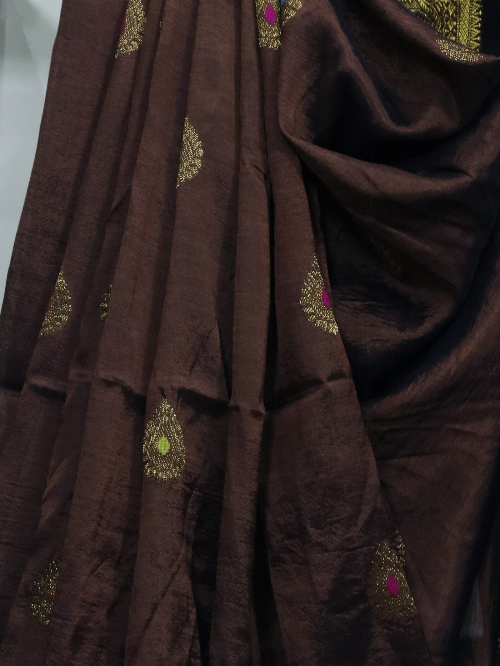 Brown Bengal Handloom Katan Silk Kanjivaram Saree - Image 3