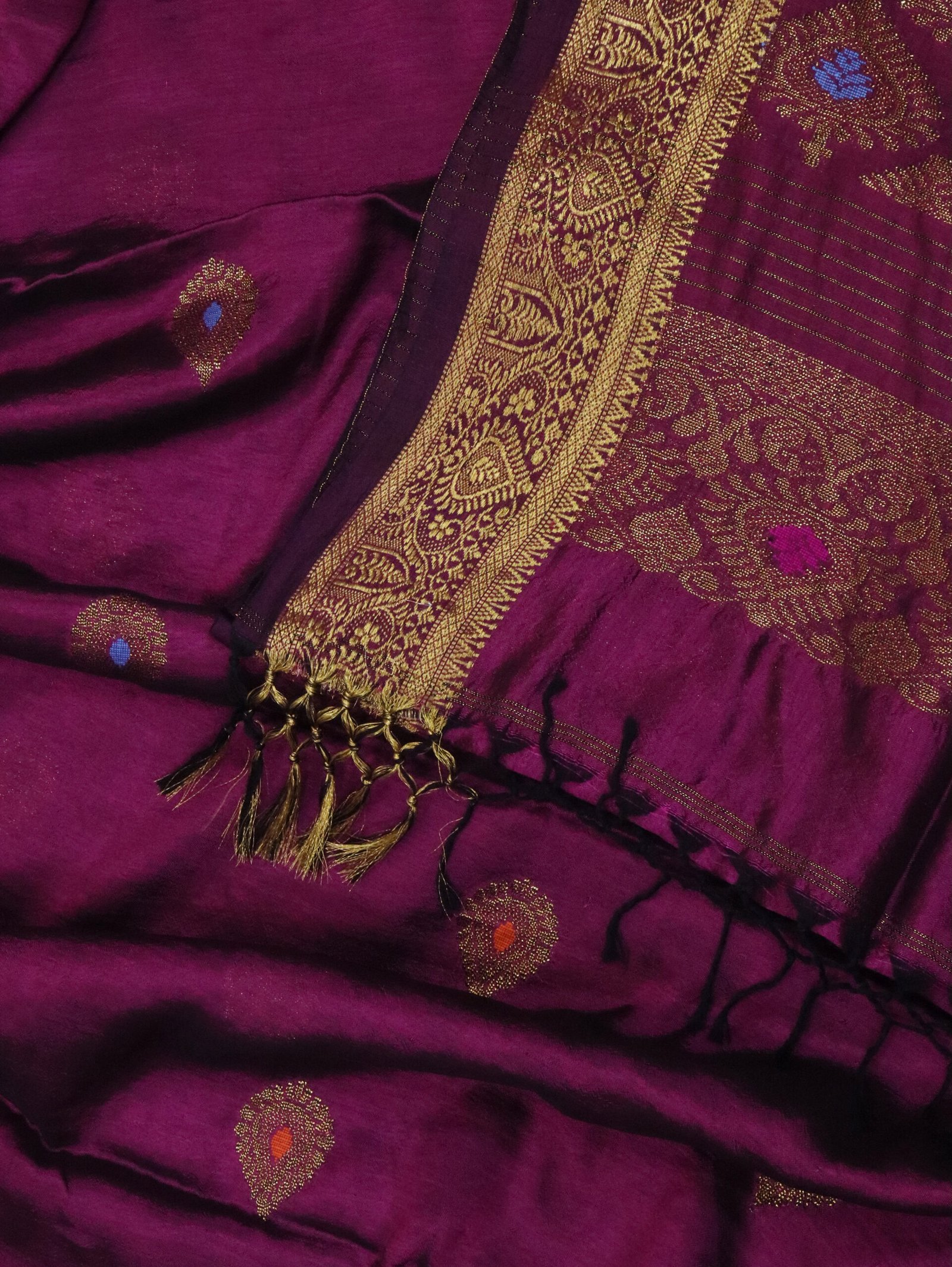 Beetroot Bengal Handloom Katan Silk Kanjivaram Saree - Image 8