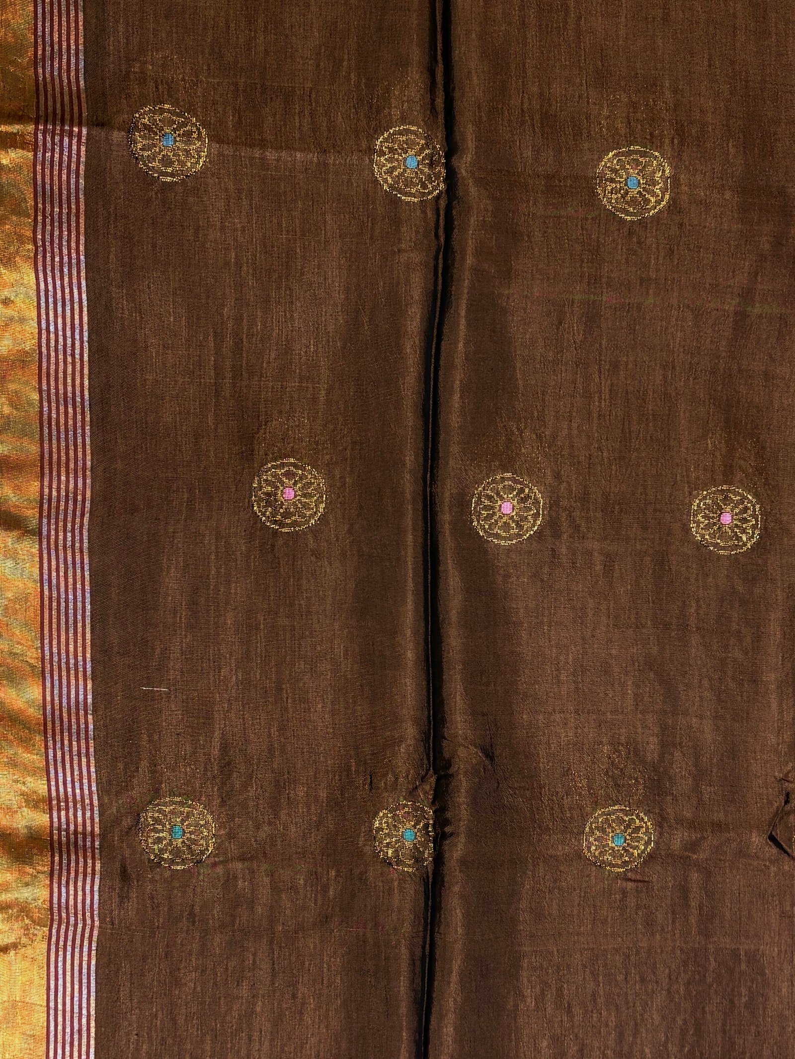 Brown Katan Silk Jamdani Saree with Blouse Piece - Image 8