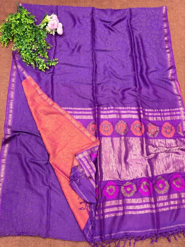 Magenta Katan Silk Soft Jamdani Saree with Blouse Piece